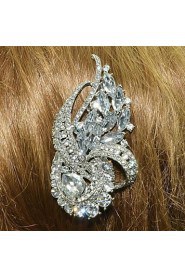 Alloy Clear Rhinestone Women Wedding Prom Flower Girl Leaves Flower Hair Comb