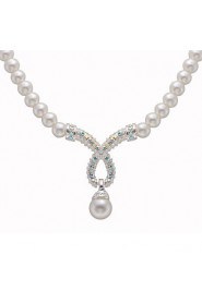 Gorgeous Clear Crystals With Imitation Pearls Wedding Bridal Jewelry Set,Including Necklace And Earrings