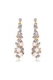 Fashion Classic Luxury Full Rhinestone Long Section Bridal Accessories Pearls Earrings