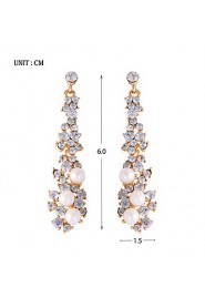 Fashion Classic Luxury Full Rhinestone Long Section Bridal Accessories Pearls Earrings