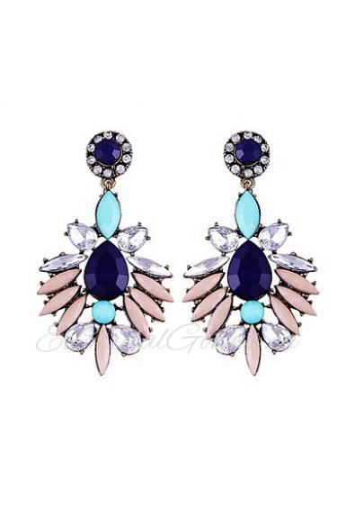 Bohemia Exaggerated Retro Luxury Gem Big Colorful Rhinestone Hyperbole Earrings