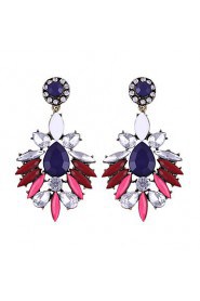 Bohemia Exaggerated Retro Luxury Gem Big Colorful Rhinestone Hyperbole Earrings