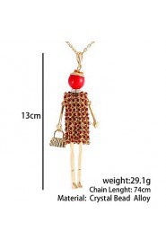 Fashion Girl Dolls Rhinestone Necklaces Sweater Chain