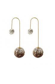 Multicolor Grind Arenaceous Double Gradient Color Shiny Crystal Ball Earrings