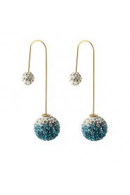 Multicolor Grind Arenaceous Double Gradient Color Shiny Crystal Ball Earrings