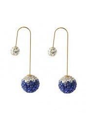 Multicolor Grind Arenaceous Double Gradient Color Shiny Crystal Ball Earrings