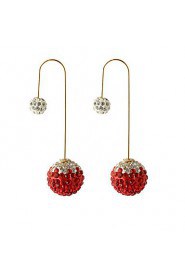 Multicolor Grind Arenaceous Double Gradient Color Shiny Crystal Ball Earrings