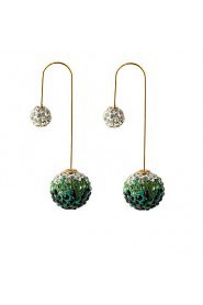 Multicolor Grind Arenaceous Double Gradient Color Shiny Crystal Ball Earrings