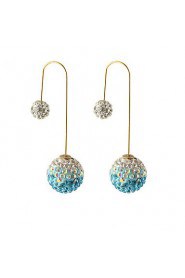 Multicolor Grind Arenaceous Double Gradient Color Shiny Crystal Ball Earrings