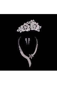 Alloy Wedding/Party Jewelry Set With Rhinestone