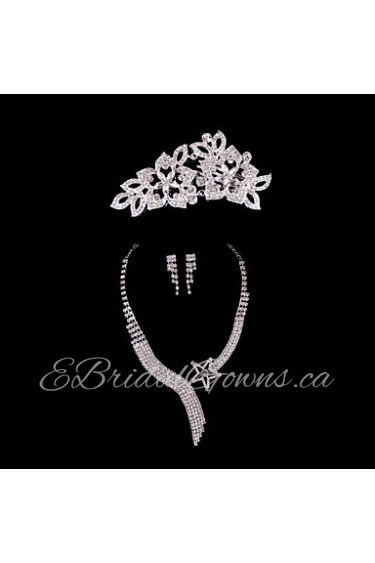 Alloy Wedding/Party Jewelry Set With Rhinestone