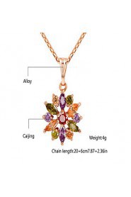 Vintage Multicolored Color Gemstone Flower Pendants Necklaces Clavicle Chain