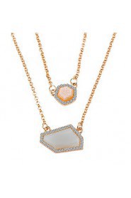 Personality Beeswax Irregular White Gem Double Collarbone Chain Necklaces