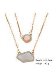 Personality Beeswax Irregular White Gem Double Collarbone Chain Necklaces