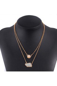 Personality Beeswax Irregular White Gem Double Collarbone Chain Necklaces