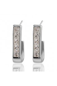 Crystal Square Simple Curved Rhinestones Gold Stud Earrings