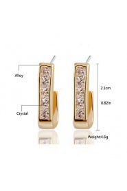 Crystal Square Simple Curved Rhinestones Gold Stud Earrings