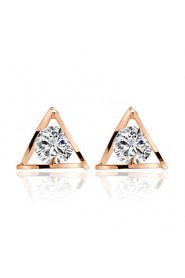 Shine Lovely Hollow Transparent Zircon Gold Triangle Stud Earrings