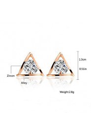 Shine Lovely Hollow Transparent Zircon Gold Triangle Stud Earrings