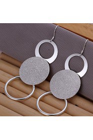 Fashion Round Shape Silver Plated Foreign Trade Earring Studs(Silver)(1Pair)