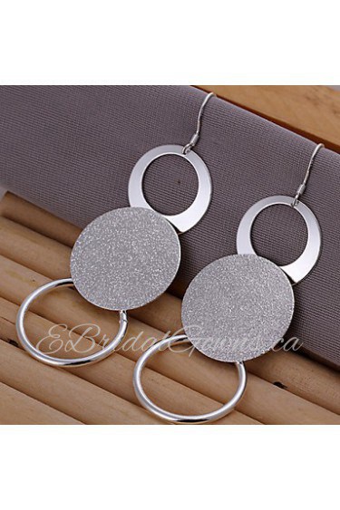 Fashion Round Shape Silver Plated Foreign Trade Earring Studs(Silver)(1Pair)