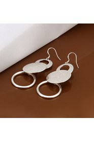 Fashion Round Shape Silver Plated Foreign Trade Earring Studs(Silver)(1Pair)