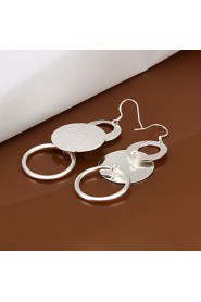 Fashion Round Shape Silver Plated Foreign Trade Earring Studs(Silver)(1Pair)