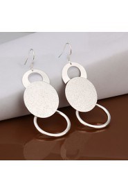 Fashion Round Shape Silver Plated Foreign Trade Earring Studs(Silver)(1Pair)