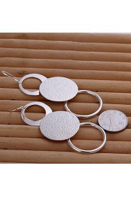 Fashion Round Shape Silver Plated Foreign Trade Earring Studs(Silver)(1Pair)