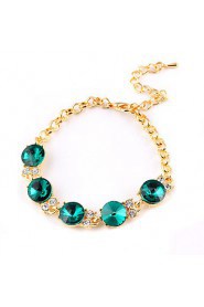 Auger Interlocking Round Shape Emerald Inlaid Fashion Gold Bracelets