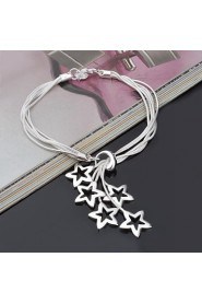 Stylish Sterling Silver Star Dangle Women's Bracelet