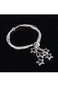 Stylish Sterling Silver Star Dangle Women's Bracelet