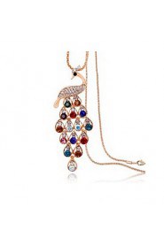 Lucky Star Women's Vintage Colorful Peacock Chain Necklace