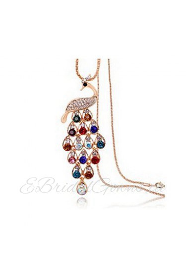 Lucky Star Women's Vintage Colorful Peacock Chain Necklace