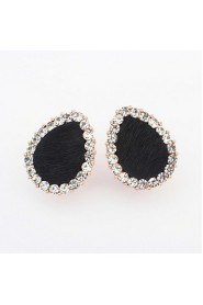 Lots Colors Elegant Women Alloy Jewelry Drops Water Shaped Stud Earrings Full Rhinestone Leopard Grain Earrings