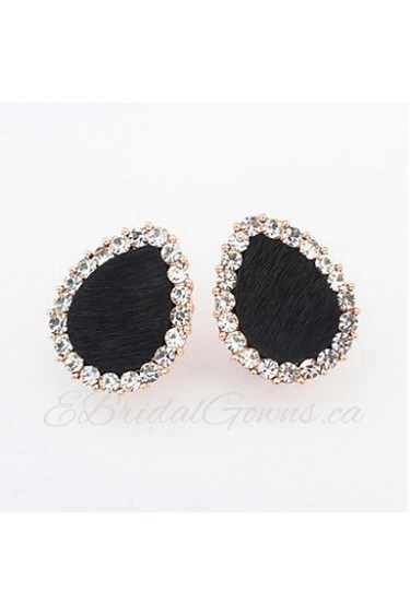 Lots Colors Elegant Women Alloy Jewelry Drops Water Shaped Stud Earrings Full Rhinestone Leopard Grain Earrings