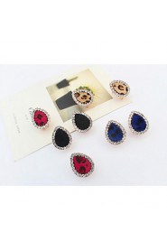 Lots Colors Elegant Women Alloy Jewelry Drops Water Shaped Stud Earrings Full Rhinestone Leopard Grain Earrings