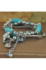 Women's Round Bangles Bracelet Alloy Turquoise