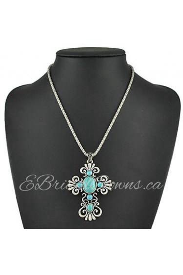 Hot Sale Vintage Silver Turquoise Necklaces Pendants Fashion Sweater Chain Necklaces For Women