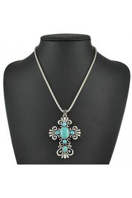 Hot Sale Vintage Silver Turquoise Necklaces Pendants Fashion Sweater Chain Necklaces For Women