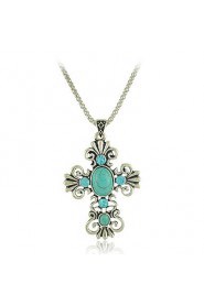 Hot Sale Vintage Silver Turquoise Necklaces Pendants Fashion Sweater Chain Necklaces For Women