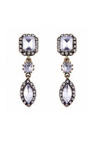 Trend Nifty Pure Color Diamond Court Crystal Long Section Earrings