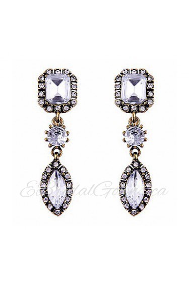 Trend Nifty Pure Color Diamond Court Crystal Long Section Earrings