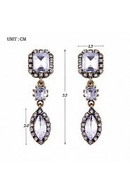 Trend Nifty Pure Color Diamond Court Crystal Long Section Earrings