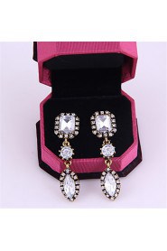 Trend Nifty Pure Color Diamond Court Crystal Long Section Earrings