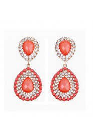 Peach Red Restoring Ancient Ways Big Drops of Water Earrings