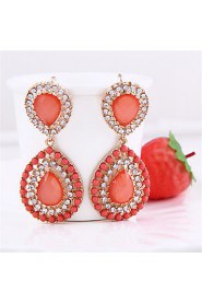 Peach Red Restoring Ancient Ways Big Drops of Water Earrings