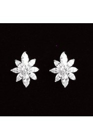 Stud Earrings Women's Platinum Earring Cubic Zirconia