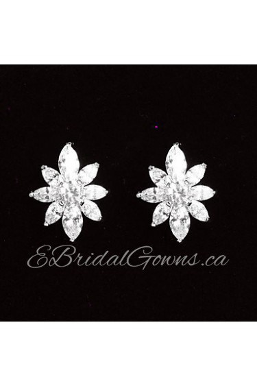 Stud Earrings Women's Platinum Earring Cubic Zirconia