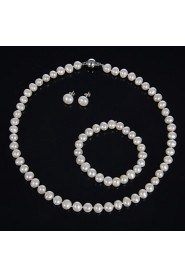 Jewelry Set Women's Birthday / Gift / Party / Special Occasion Jewelry Sets Pearl Necklaces / Bracelets / Earrings As the Picture